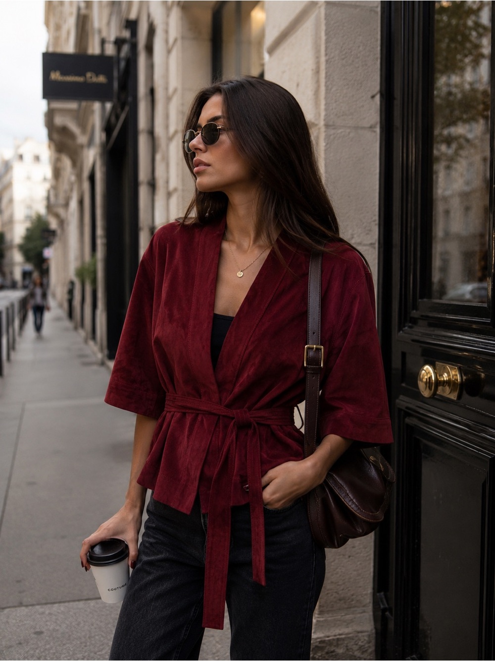 Massimo Dutti Deep Red Velvet Jacket
